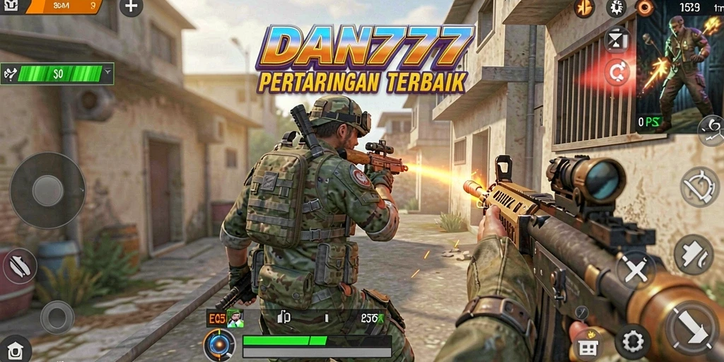 Tangkapan layar menunjukkan aksi intens dalam gameplay FPS yang mendebarkan.
