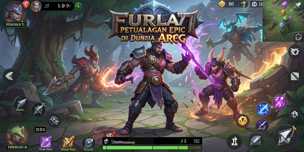 Tangkapan layar gameplay <strong>FURLA77</strong> menampilkan pertempuran epik di dunia fantasi.