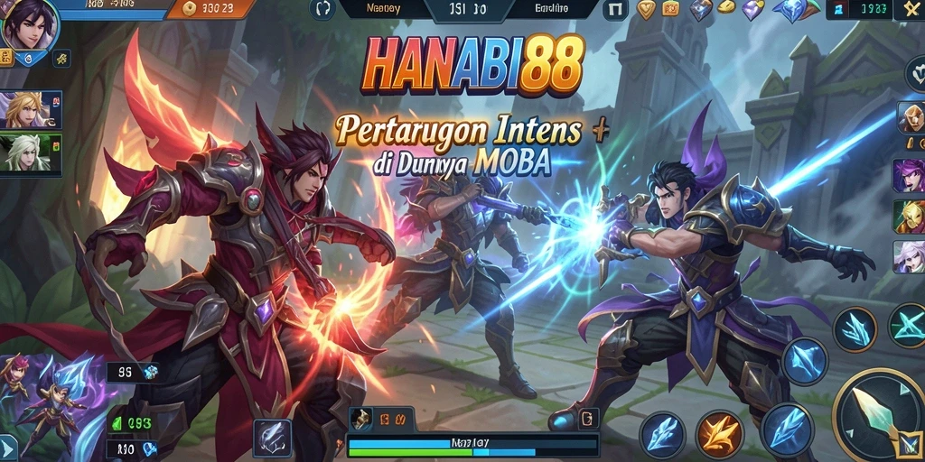 Tangkapan layar gameplay seru HANABI88 dengan aksi MOBA yang mendebarkan.