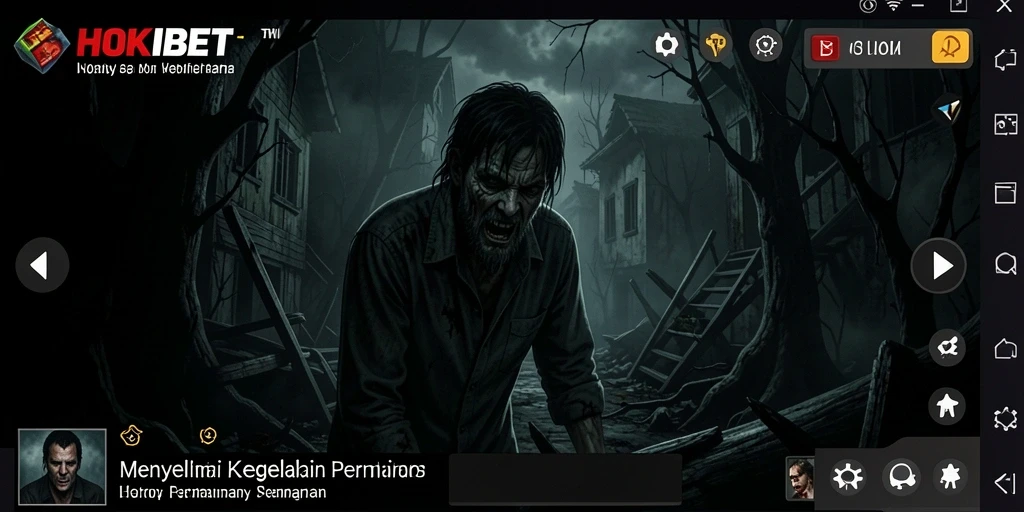 Screenshot gameplay HOKIBET menampilkan suasana seram dan menegangkan.