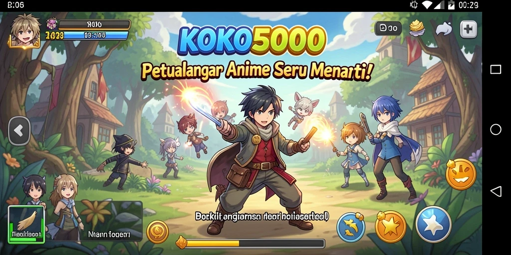 Screenshot gameplay KOKO5000 menampilkan aksi seru dan karakter Anime.