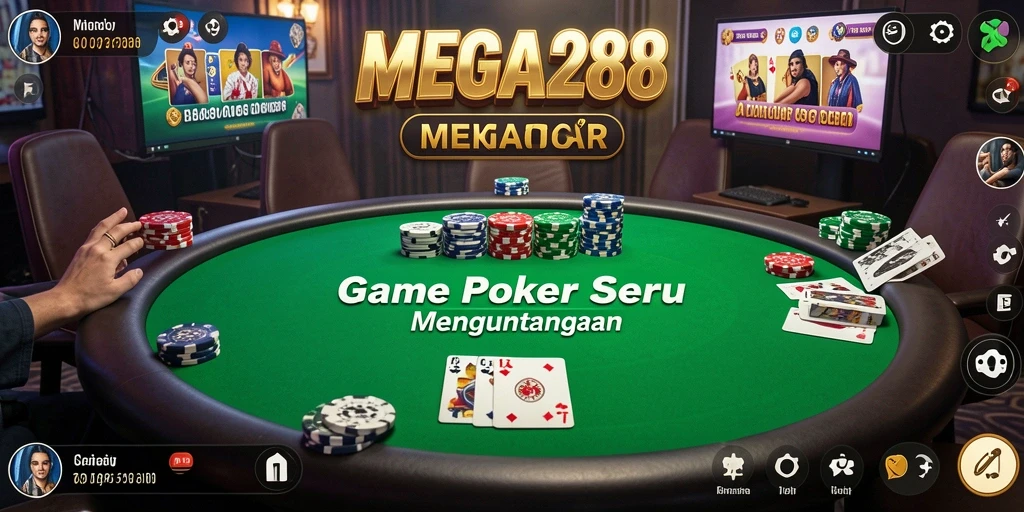 Tampilan gameplay poker yang seru dan interaktif di MEGA288.