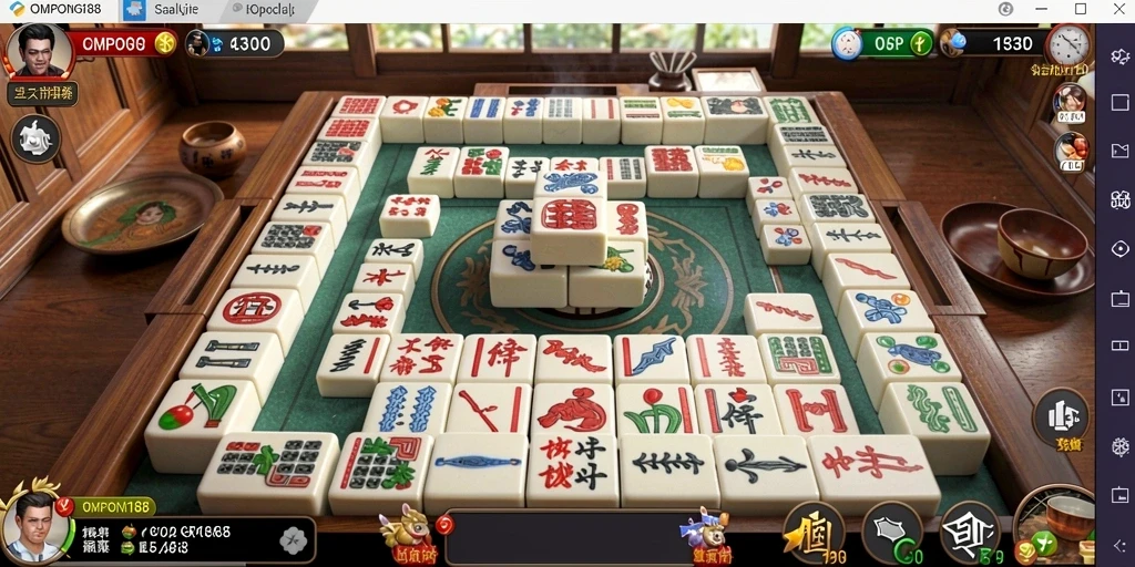 Tampilan gameplay Mahjong yang menarik dan menantang di OMPONG188.