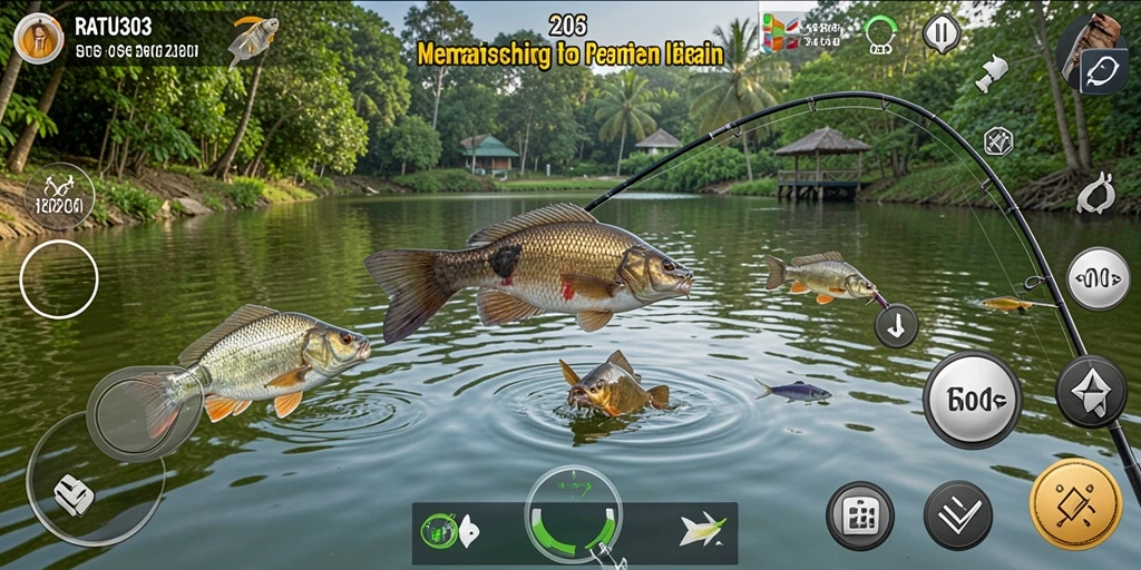 Screenshot gameplay RATU303 dengan aksi memancing yang seru.